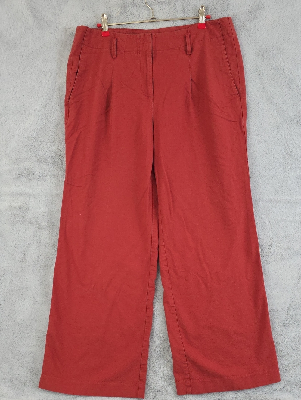 Ann Taylor Factory Wide Leg Crop Pants Women's 10 Rust Red Cotton Rayon Casual